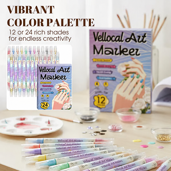 🔥Last Day 50% OFF🎨12/24 Colors Dual-Tip Nail Markers For Nail Art