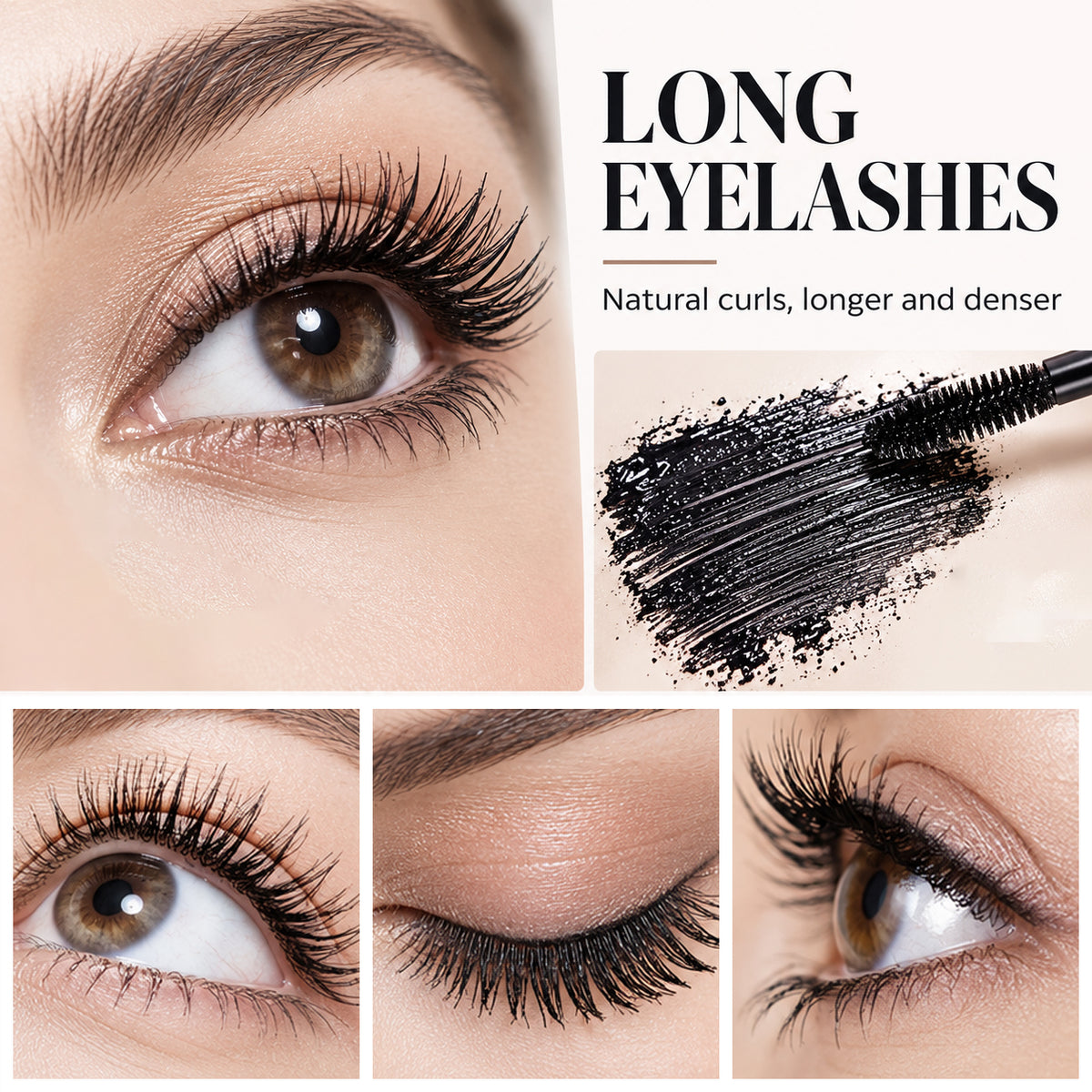 Long defined eyelashes