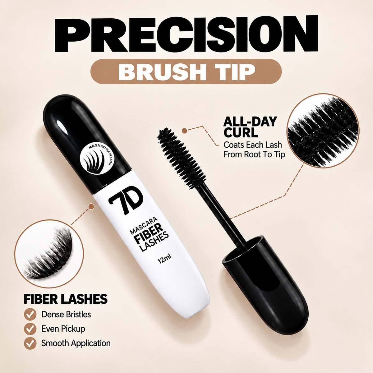 Dense bristle mascara brush