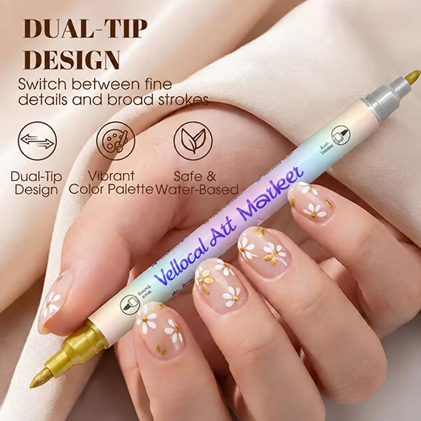 🔥Last Day 50% OFF🎨12/24 Colors Dual-Tip Nail Markers For Nail Art