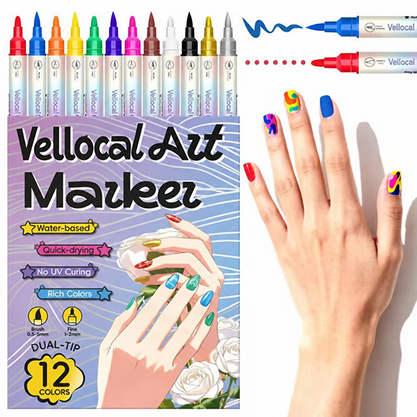 🔥Last Day 50% OFF🎨12/24 Colors Dual-Tip Nail Markers For Nail Art