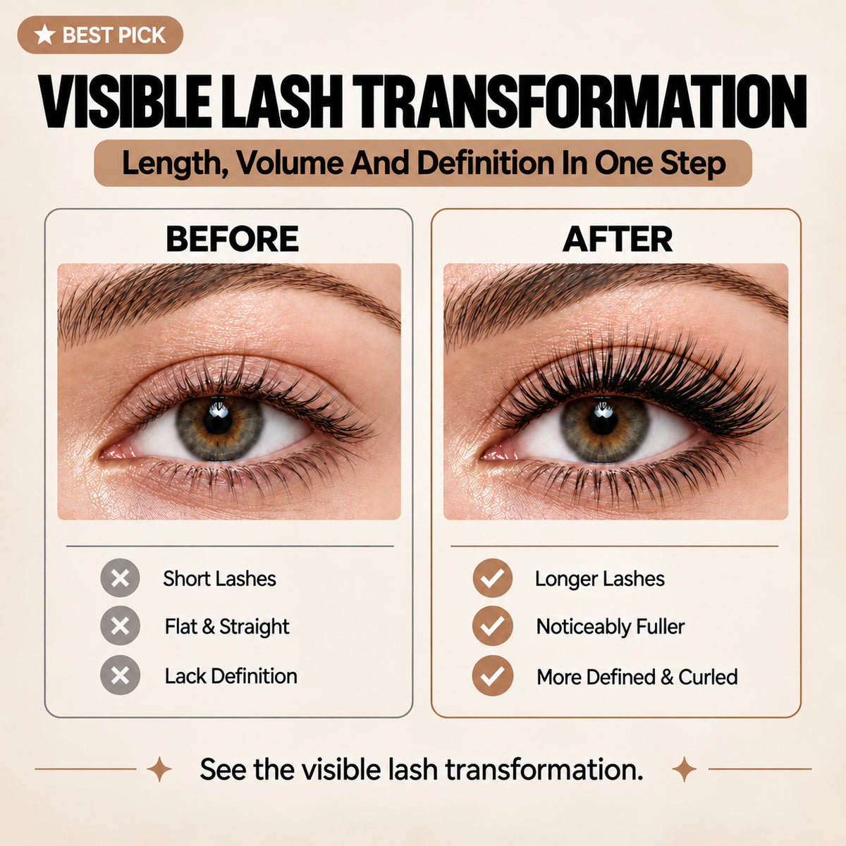 Mascara before and after
