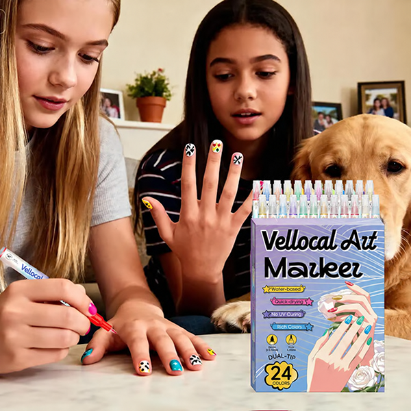 🔥Last Day 50% OFF🎨12/24 Colors Dual-Tip Nail Markers For Nail Art